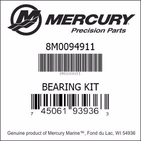 Bar codes for Mercury Marine part number 8M0094911
