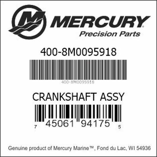 Bar codes for Mercury Marine part number 400-8M0095918