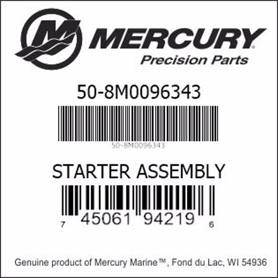 Bar codes for Mercury Marine part number 50-8M0096343