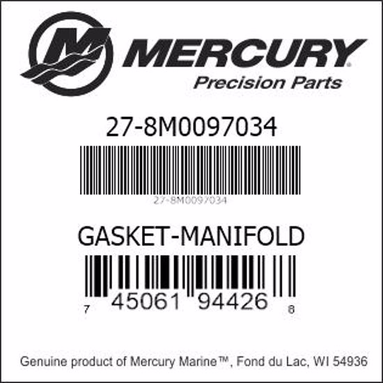 Bar codes for Mercury Marine part number 27-8M0097034