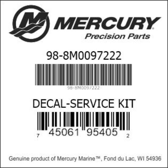 Bar codes for Mercury Marine part number 98-8M0097222