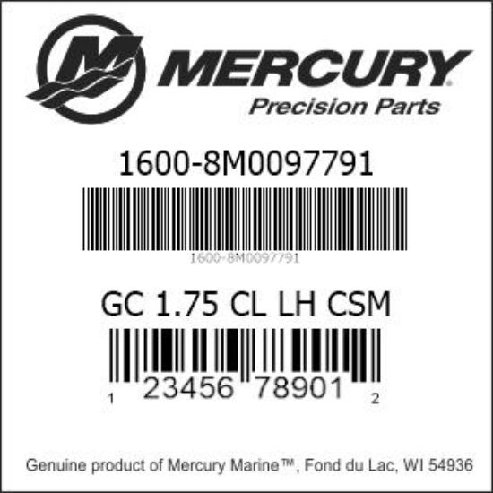 Bar codes for Mercury Marine part number 1600-8M0097791