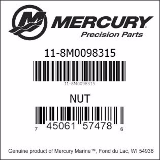 Bar codes for Mercury Marine part number 11-8M0098315