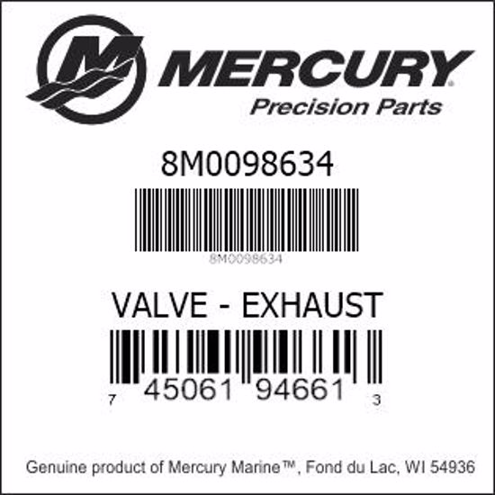 Bar codes for Mercury Marine part number 8M0098634