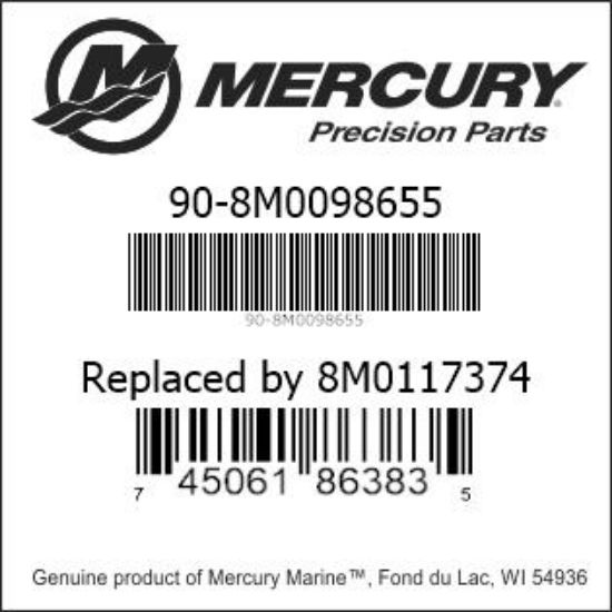 Bar codes for Mercury Marine part number 90-8M0098655