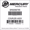 Bar codes for Mercury Marine part number 8M0098795