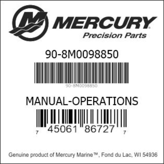 Bar codes for Mercury Marine part number 90-8M0098850