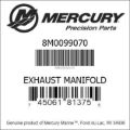 Bar codes for Mercury Marine part number 8M0099070