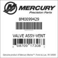 Bar codes for Mercury Marine part number 8M0099429