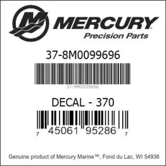Bar codes for Mercury Marine part number 37-8M0099696