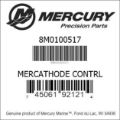 Bar codes for Mercury Marine part number 8M0100517