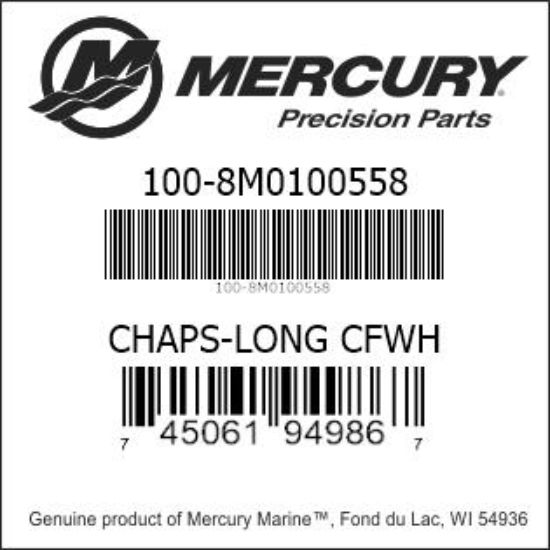 Bar codes for Mercury Marine part number 100-8M0100558
