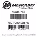 Bar codes for Mercury Marine part number 8M0101601