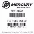 Bar codes for Mercury Marine part number 8M0101602