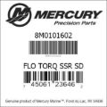 Bar codes for Mercury Marine part number 8M0101602