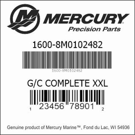 Bar codes for Mercury Marine part number 1600-8M0102482