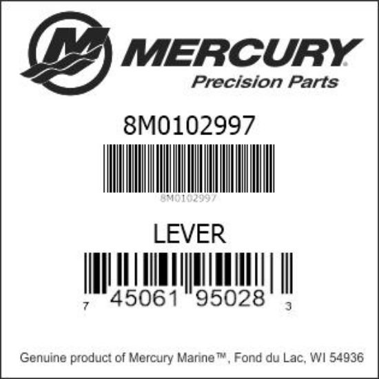 Bar codes for Mercury Marine part number 8M0102997