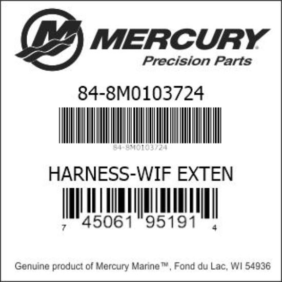 Bar codes for Mercury Marine part number 84-8M0103724
