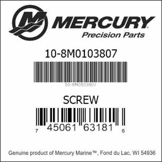 Bar codes for Mercury Marine part number 10-8M0103807