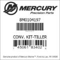 Bar codes for Mercury Marine part number 8M0104197