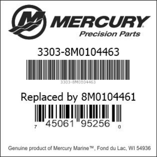 Bar codes for Mercury Marine part number 3303-8M0104463