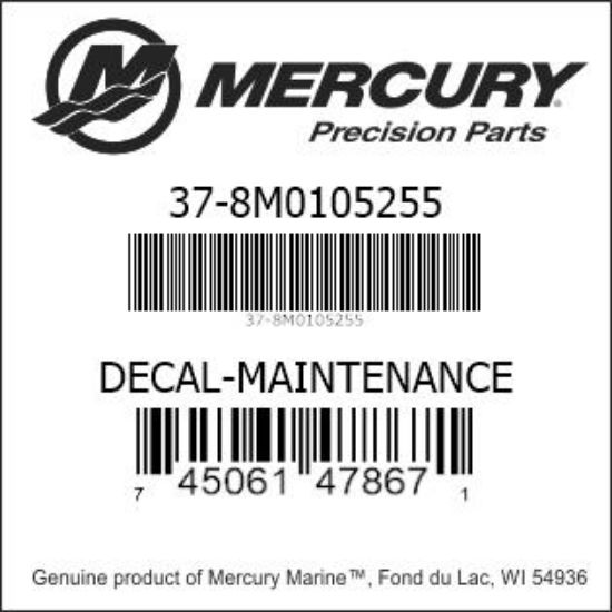 Bar codes for Mercury Marine part number 37-8M0105255