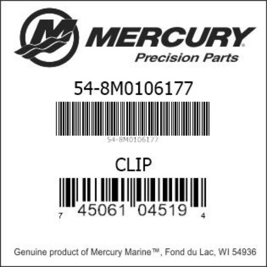 Bar codes for Mercury Marine part number 54-8M0106177
