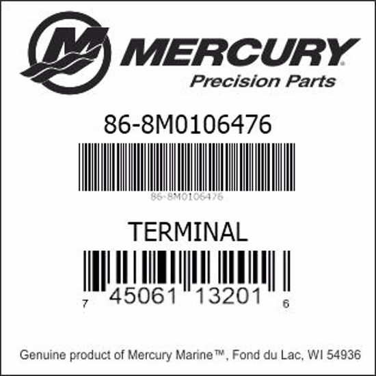 Bar codes for Mercury Marine part number 86-8M0106476
