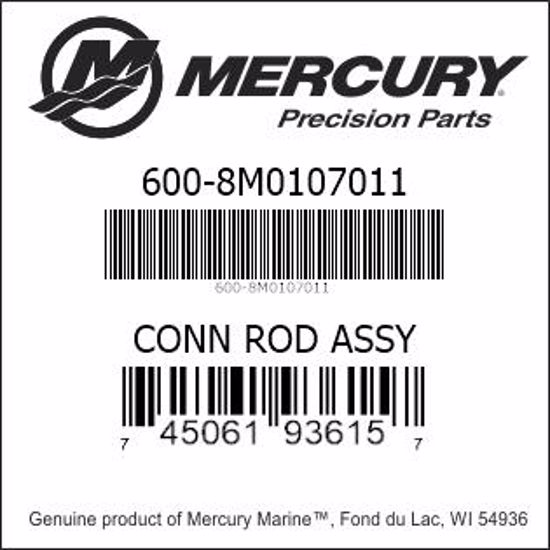 Bar codes for Mercury Marine part number 600-8M0107011
