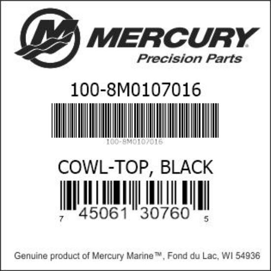 Bar codes for Mercury Marine part number 100-8M0107016