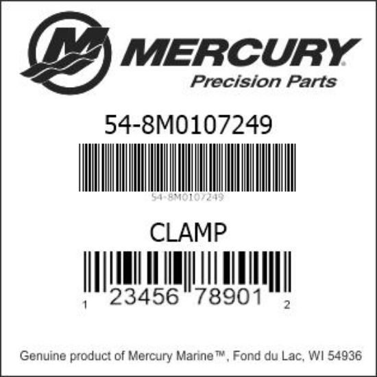 Bar codes for Mercury Marine part number 54-8M0107249