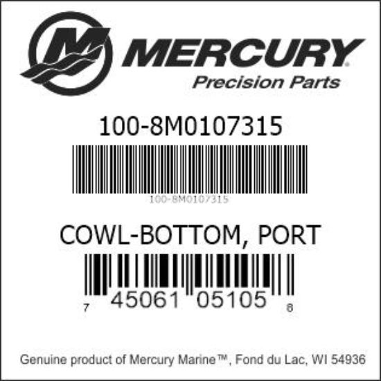Bar codes for Mercury Marine part number 100-8M0107315
