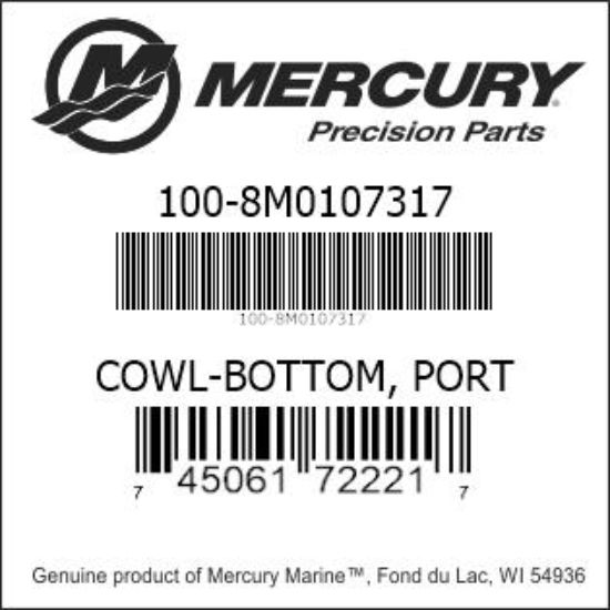 Bar codes for Mercury Marine part number 100-8M0107317