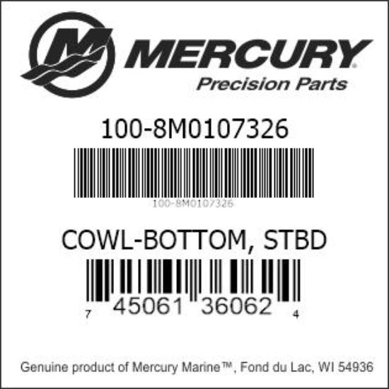 Bar codes for Mercury Marine part number 100-8M0107326