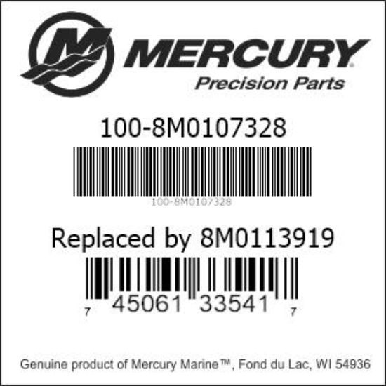 Bar codes for Mercury Marine part number 100-8M0107328