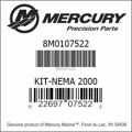 Bar codes for Mercury Marine part number 8M0107522