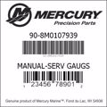 Bar codes for Mercury Marine part number 90-8M0107939