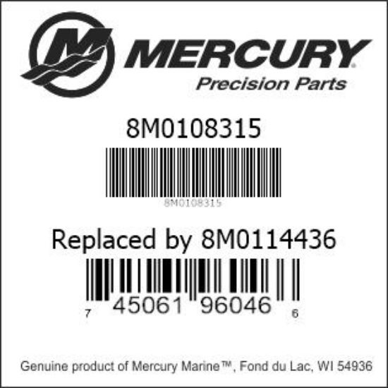 Bar codes for Mercury Marine part number 8M0108315