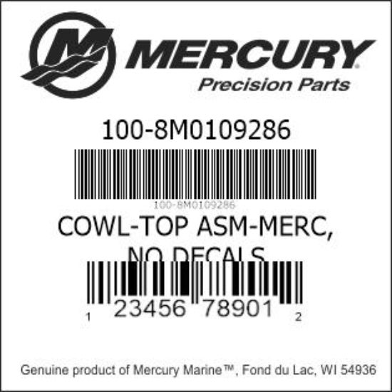 Bar codes for Mercury Marine part number 100-8M0109286
