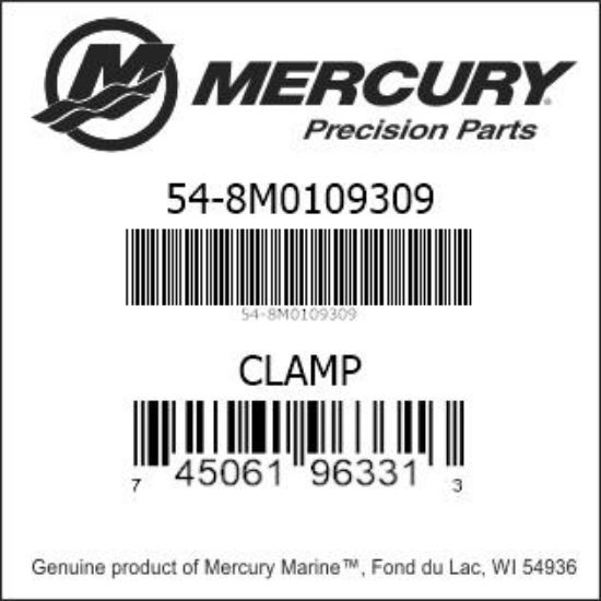 Bar codes for Mercury Marine part number 54-8M0109309