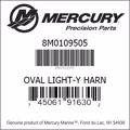 Bar codes for Mercury Marine part number 8M0109505