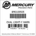 Bar codes for Mercury Marine part number 8M0109505