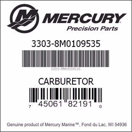 Bar codes for Mercury Marine part number 3303-8M0109535