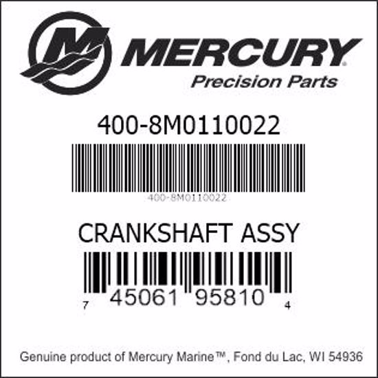 Bar codes for Mercury Marine part number 400-8M0110022