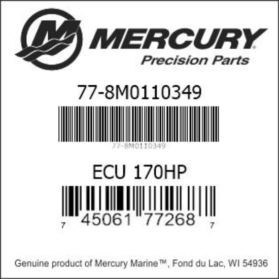 Bar codes for Mercury Marine part number 77-8M0110349