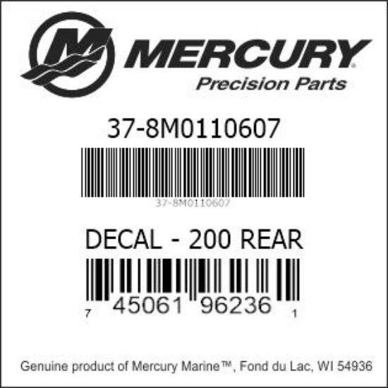 Bar codes for Mercury Marine part number 37-8M0110607