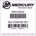 Bar codes for Mercury Marine part number 8M0110642