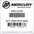 Bar codes for Mercury Marine part number 8M0111550