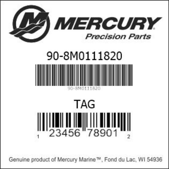 Bar codes for Mercury Marine part number 90-8M0111820