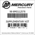 Bar codes for Mercury Marine part number 98-8M0112578